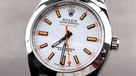 rolex milgauss white index dial domed bezel|Rolex Milgauss 116400 white.